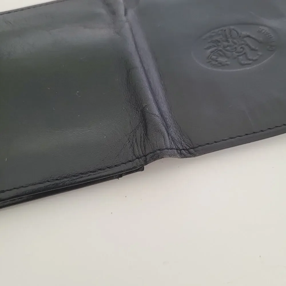 Leonardo Cenbale Vintage Wallet Black Coin Case Holder PouchLeather Compact Mini